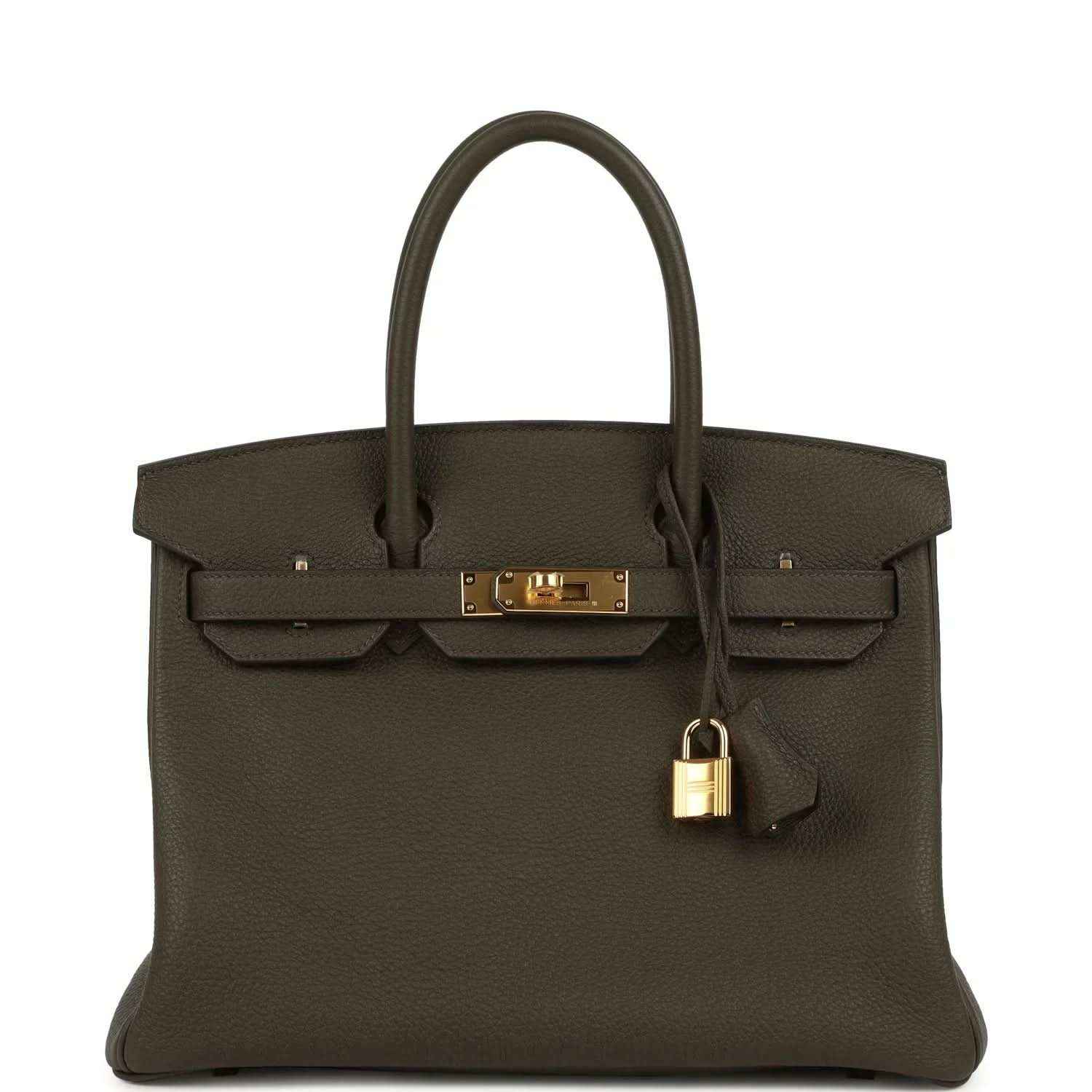 Birkin 30 handbag, textured Togo leather, eucalyptus green, gold hardware, lock