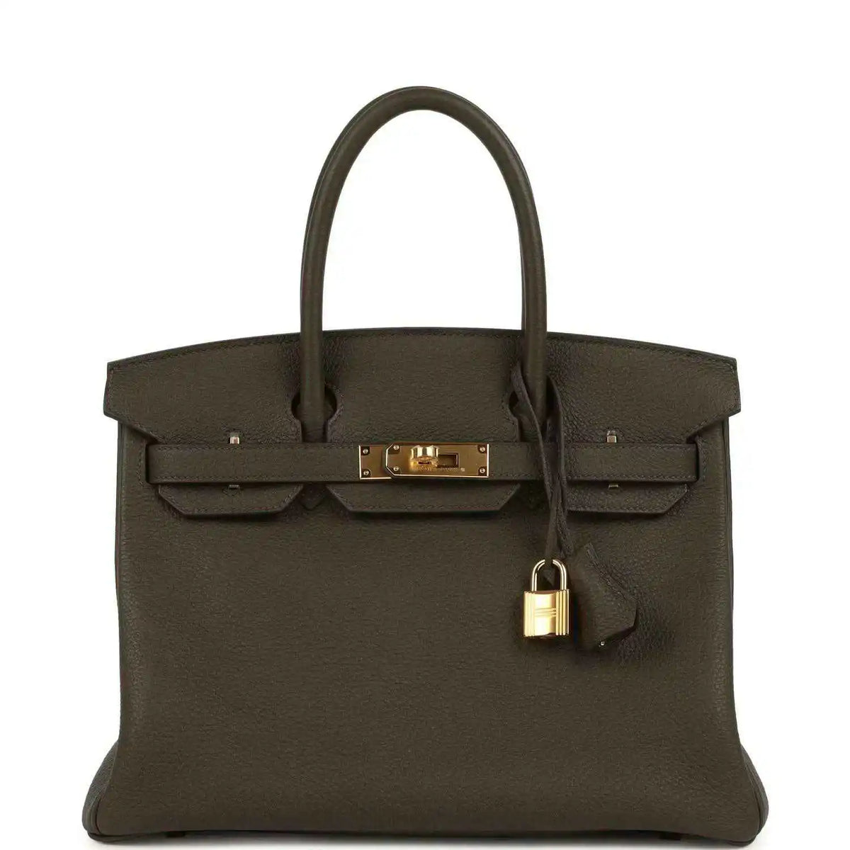 Birkin 30 handbag, textured Togo leather, eucalyptus green, gold hardware, lock