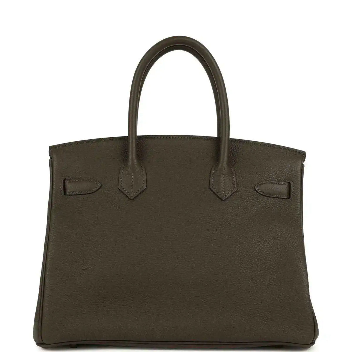 Birkin 30 handbag, textured Togo leather, eucalyptus green, front straps and flap