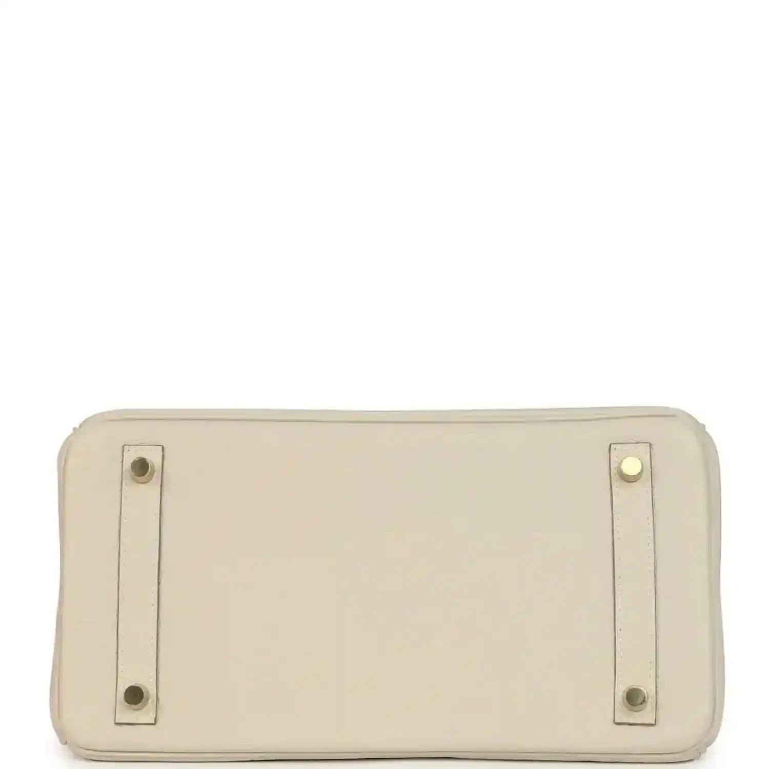Hermes Birkin 30 handbag interior back wall in light cream leather with snap tabs