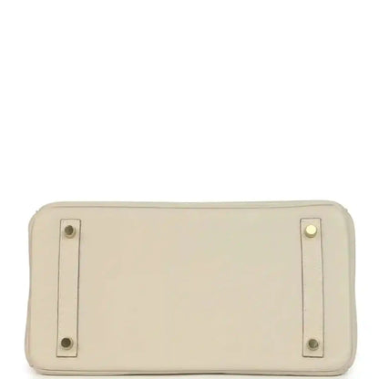 Hermes Birkin 30 handbag interior back wall in light cream leather with snap tabs