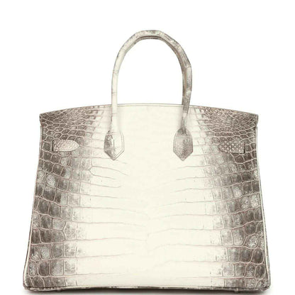 Ivory crocodile-textured top-handle handbag with two strap loops and central flap