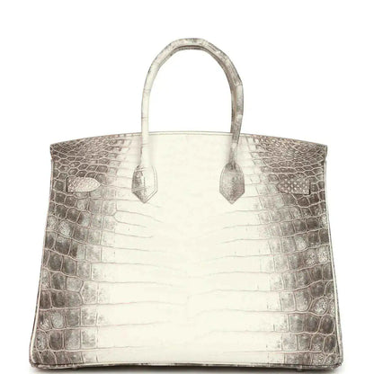 Ivory crocodile-textured top-handle handbag with two strap loops and central flap