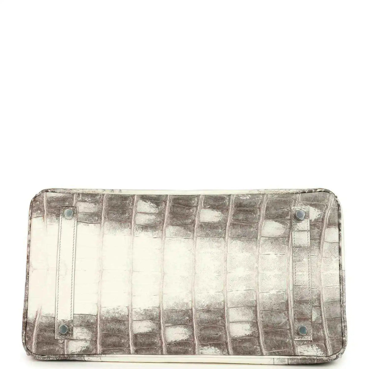 Ivory crocodile-textured handbag base with metal corner studs and stitched edges