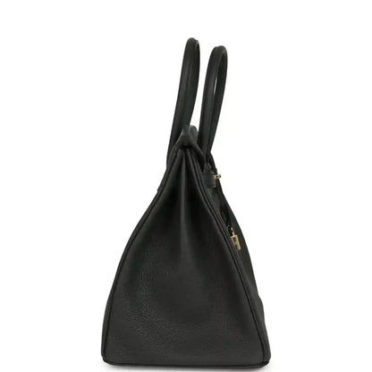 Birkin 35 dark green leather handbag side view with top handles