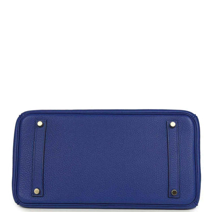 Hermes Birkin handbag base in blue leather with four metal feet