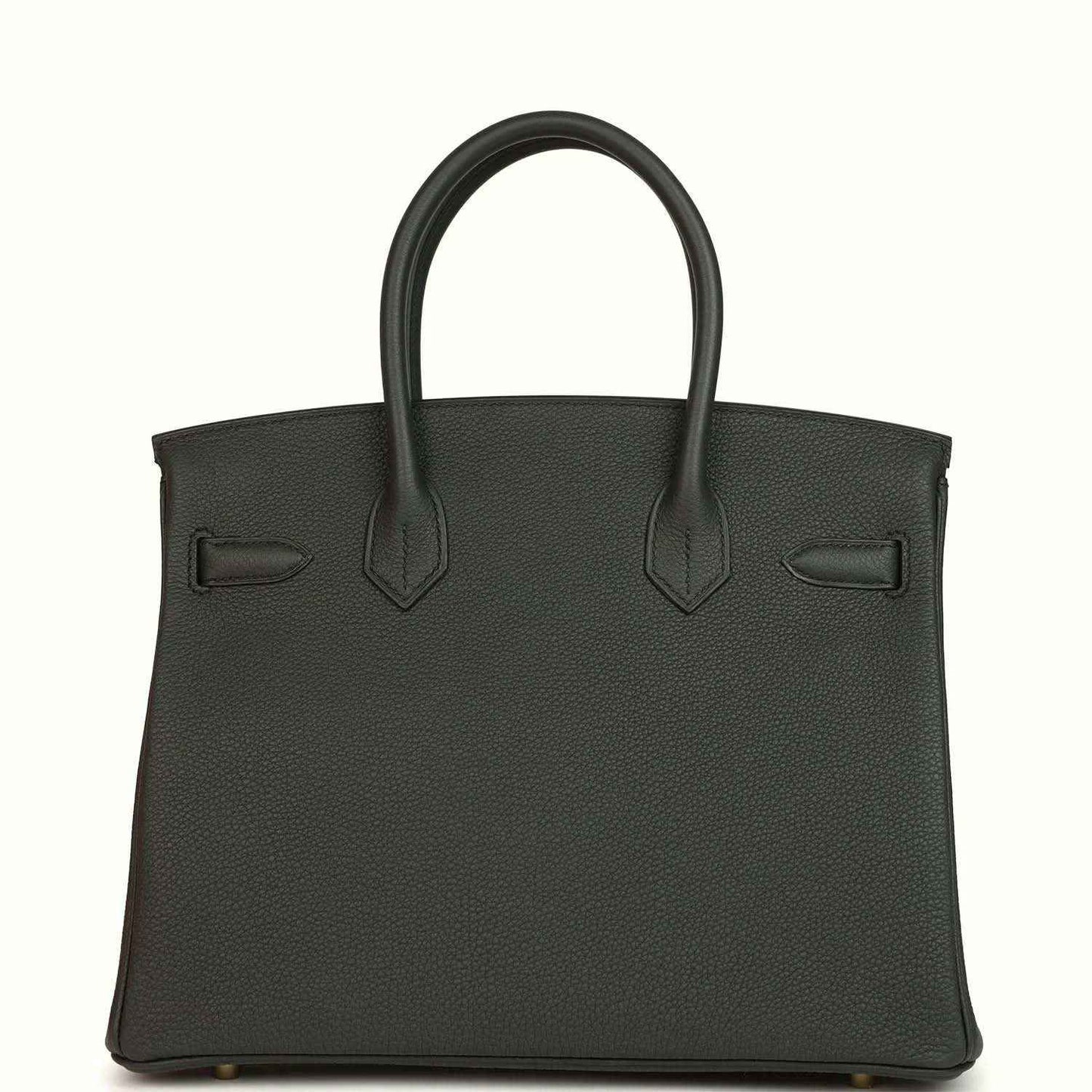 Dark green Togo leather handbag with twin side flap details