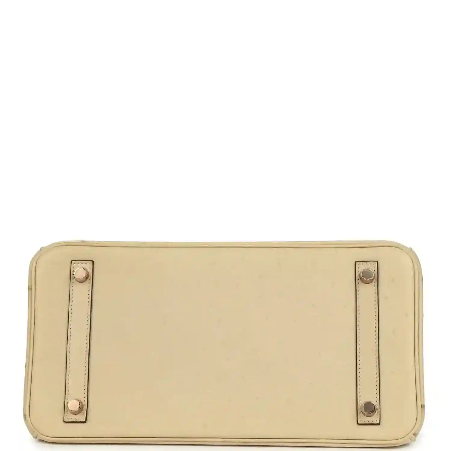 Hermes Birkin 30 bag bottom panel in light beige with two stitched leather side tabs