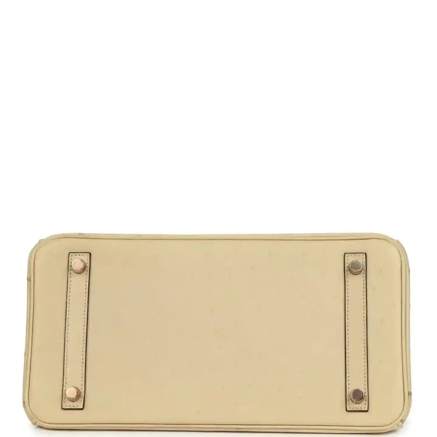 Hermes Birkin 30 bag bottom panel in light beige with two stitched leather side tabs