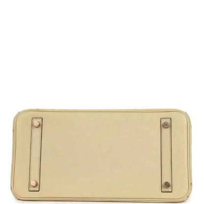 Hermes Birkin 30 bag bottom panel in light beige with two stitched leather side tabs