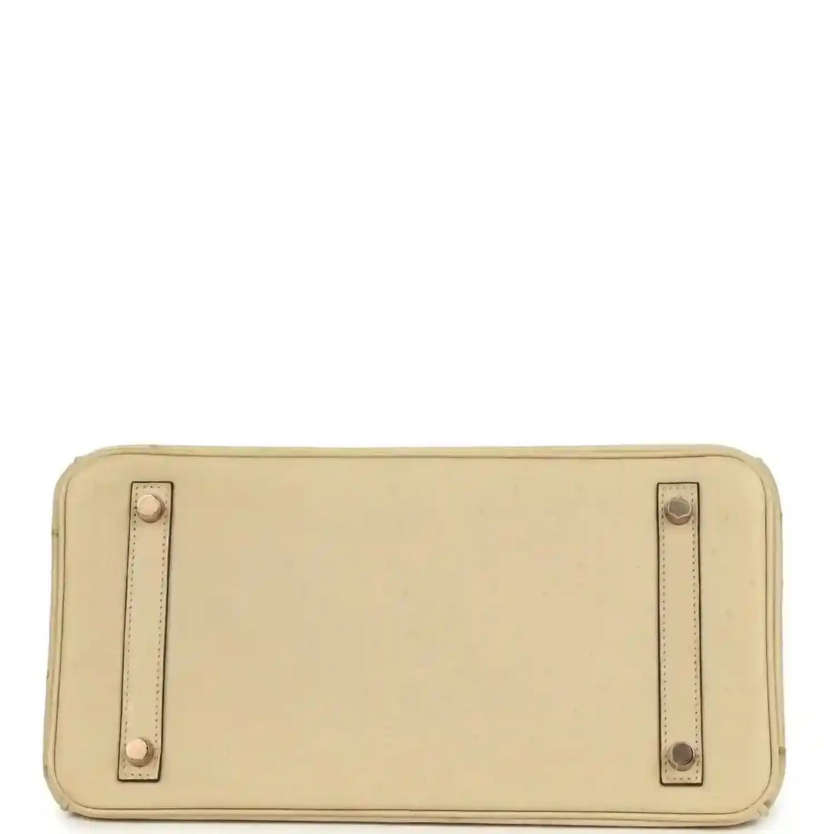 Hermes Birkin 30 bag bottom panel in light beige with two stitched leather side tabs