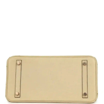 Hermes Birkin 30 bag bottom panel in light beige with two stitched leather side tabs