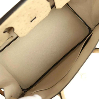 Hermes Birkin 30 bag interior view with smooth light beige lining