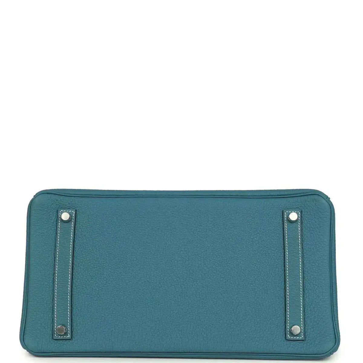 Turquoise Togo leather Birkin 35 handbag with rear panel and two strap-like tabs