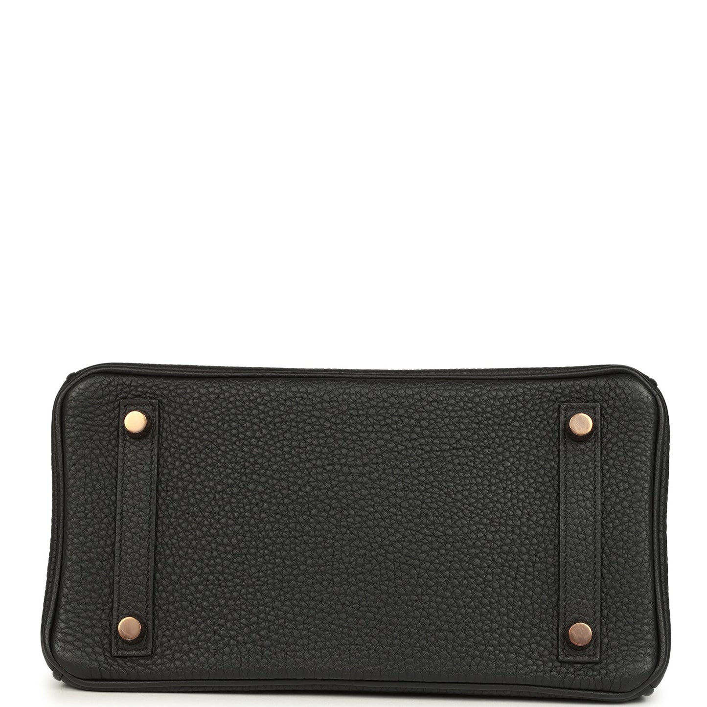 Black Birkin 25 handbag base with four corner studs and pebbled leather