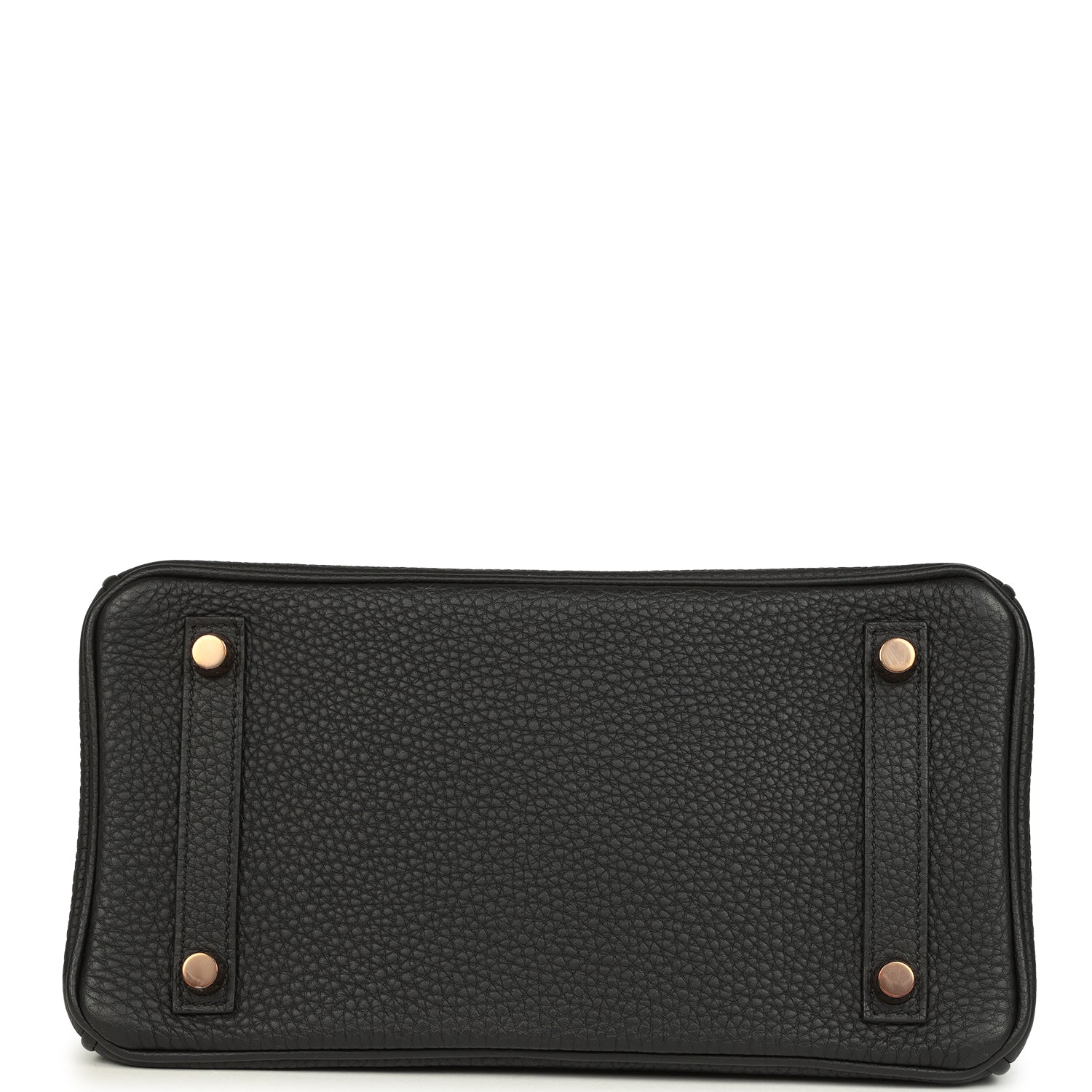 Black Birkin 25 handbag base with four corner studs and pebbled leather