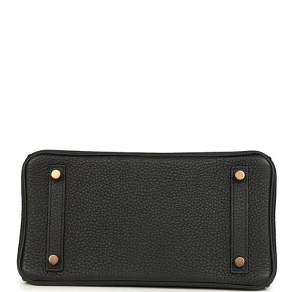 Black Birkin 25 handbag base with four corner studs and pebbled leather