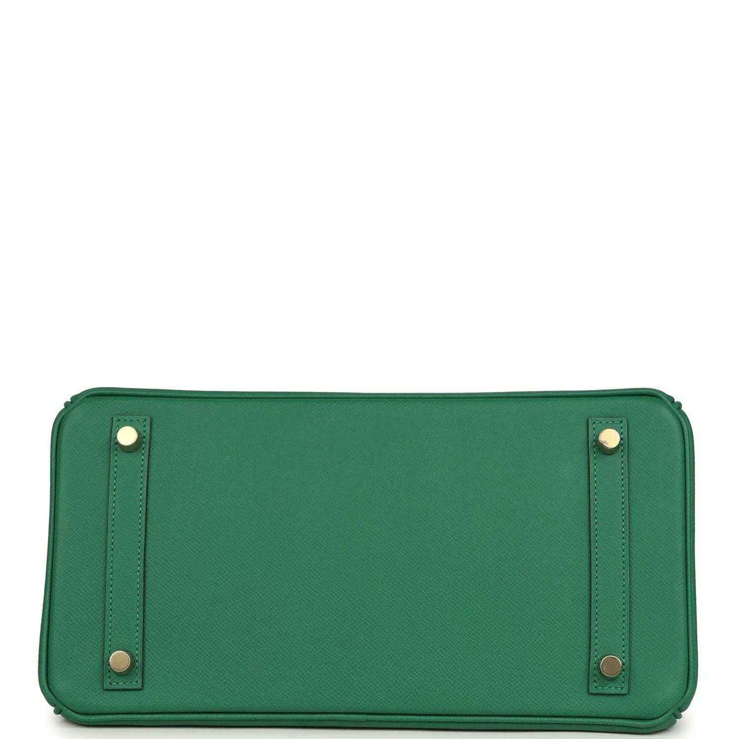 Hermès Birkin 30 green leather handbag back panel with strap and gold corner studs