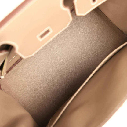 Hermes Birkin 30 interior zip pocket with gold zipper and taupe leather lining