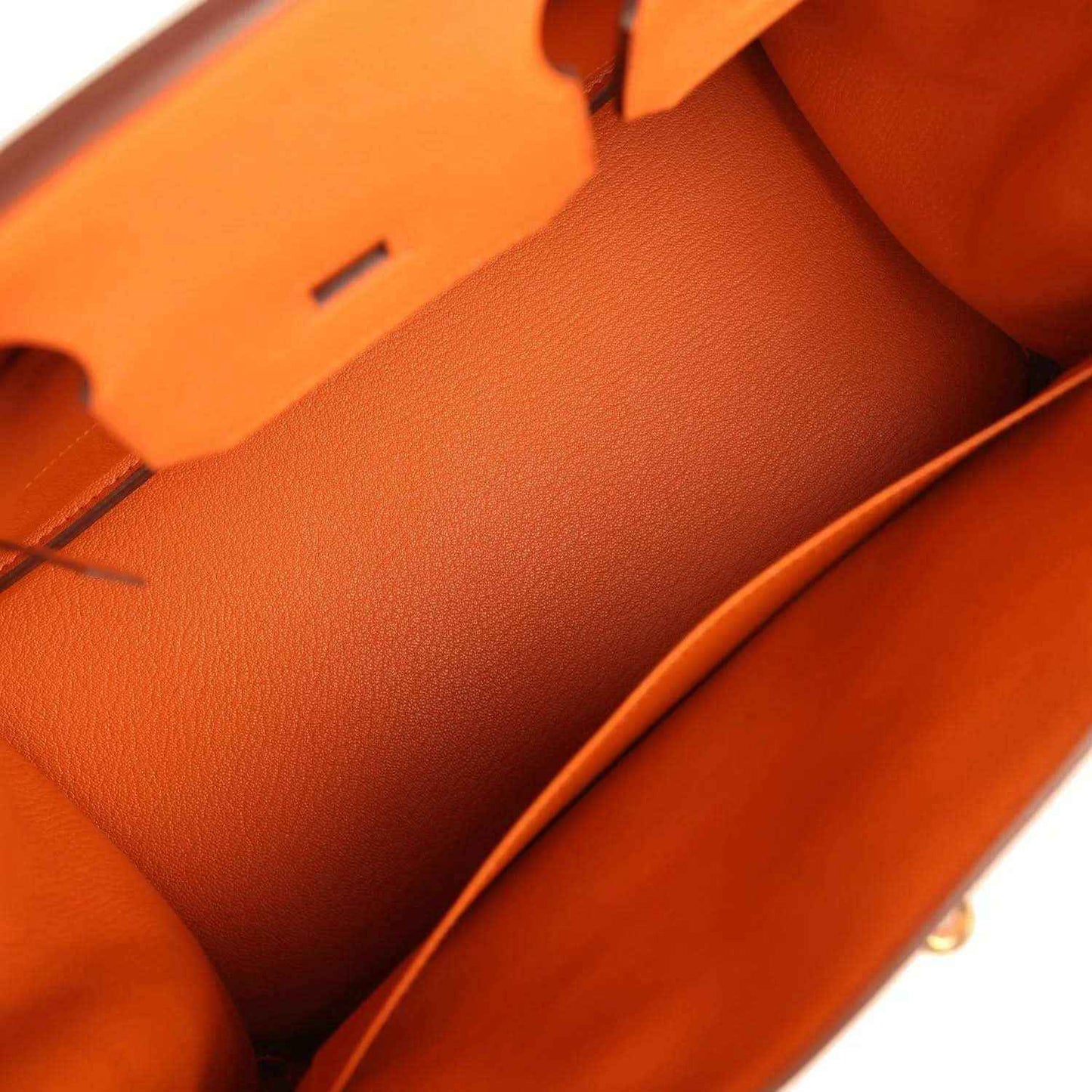 Hermes Birkin 30 orange Togo leather interior lining with front divider pocket