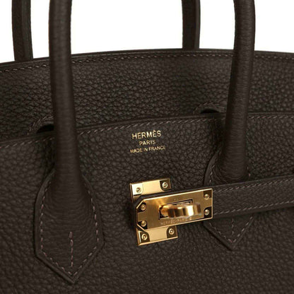Hermes Birkin 25 Togo leather interior stamp and gold front turn-lock plate