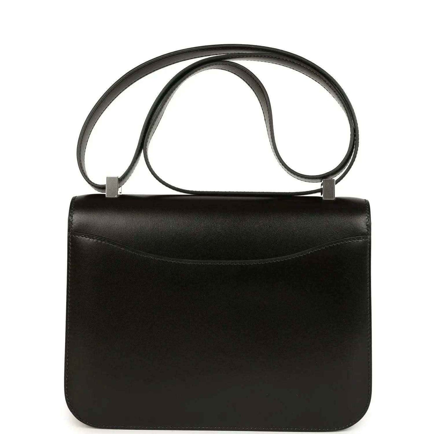 Black box leather shoulder bag with top handle and minimal front panel