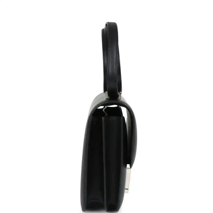 Hermes Constance 18 bag, black leather side view with strap and Palladium H hardware