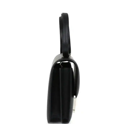 Hermes Constance 18 bag, black leather side view with strap and Palladium H hardware