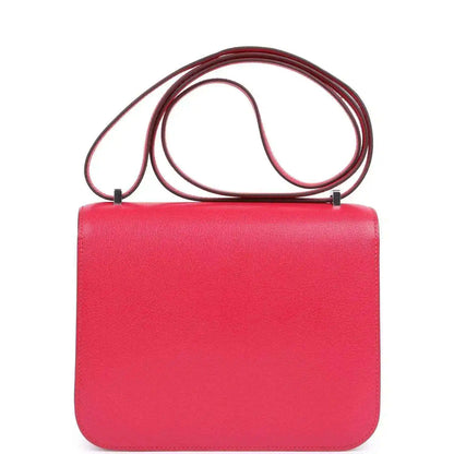 Hermes Constance 18 bag in rose pink leather with top strap and smooth back panel