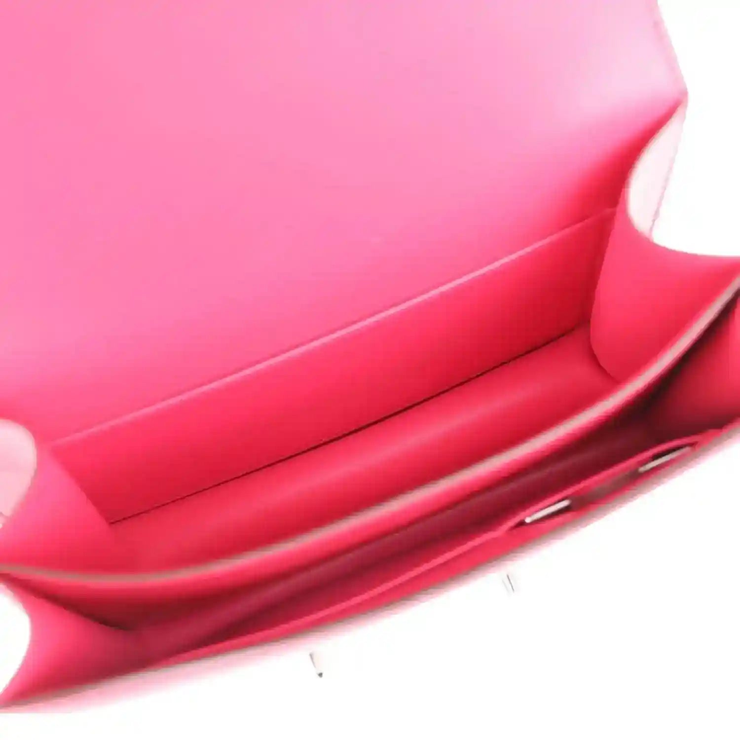 Hermes Constance 18 interior view with rose pink leather lining and inner edge