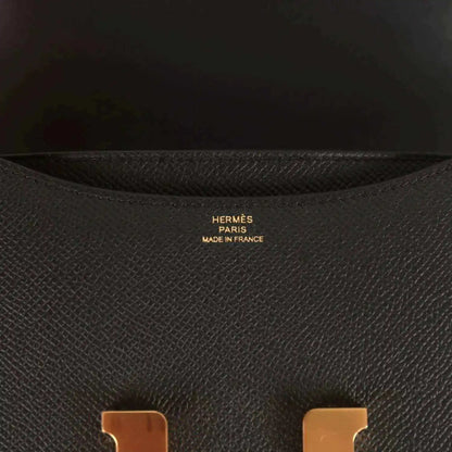 Black leather interior stamp: HERMES PARIS, MADE IN FRANCE.