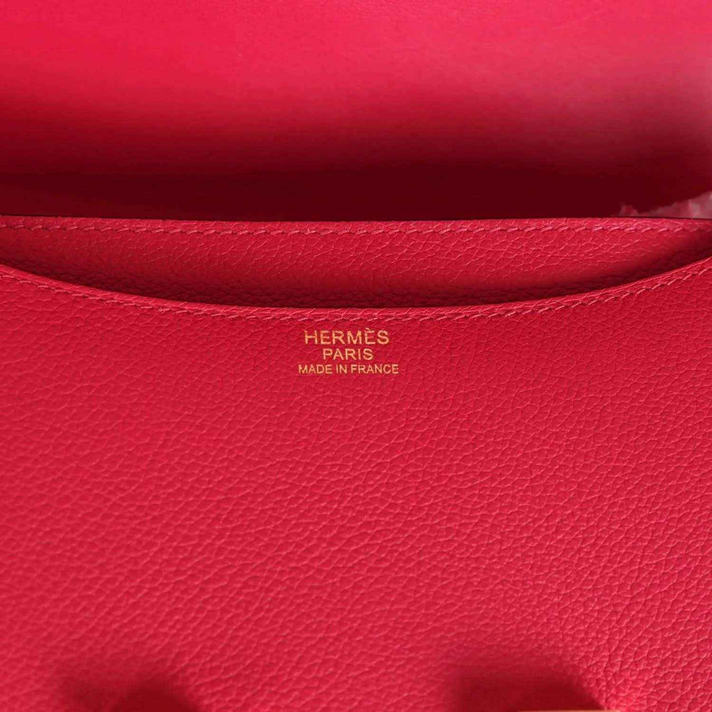 Red leather interior panel with Hermes Paris and Made in France stamp