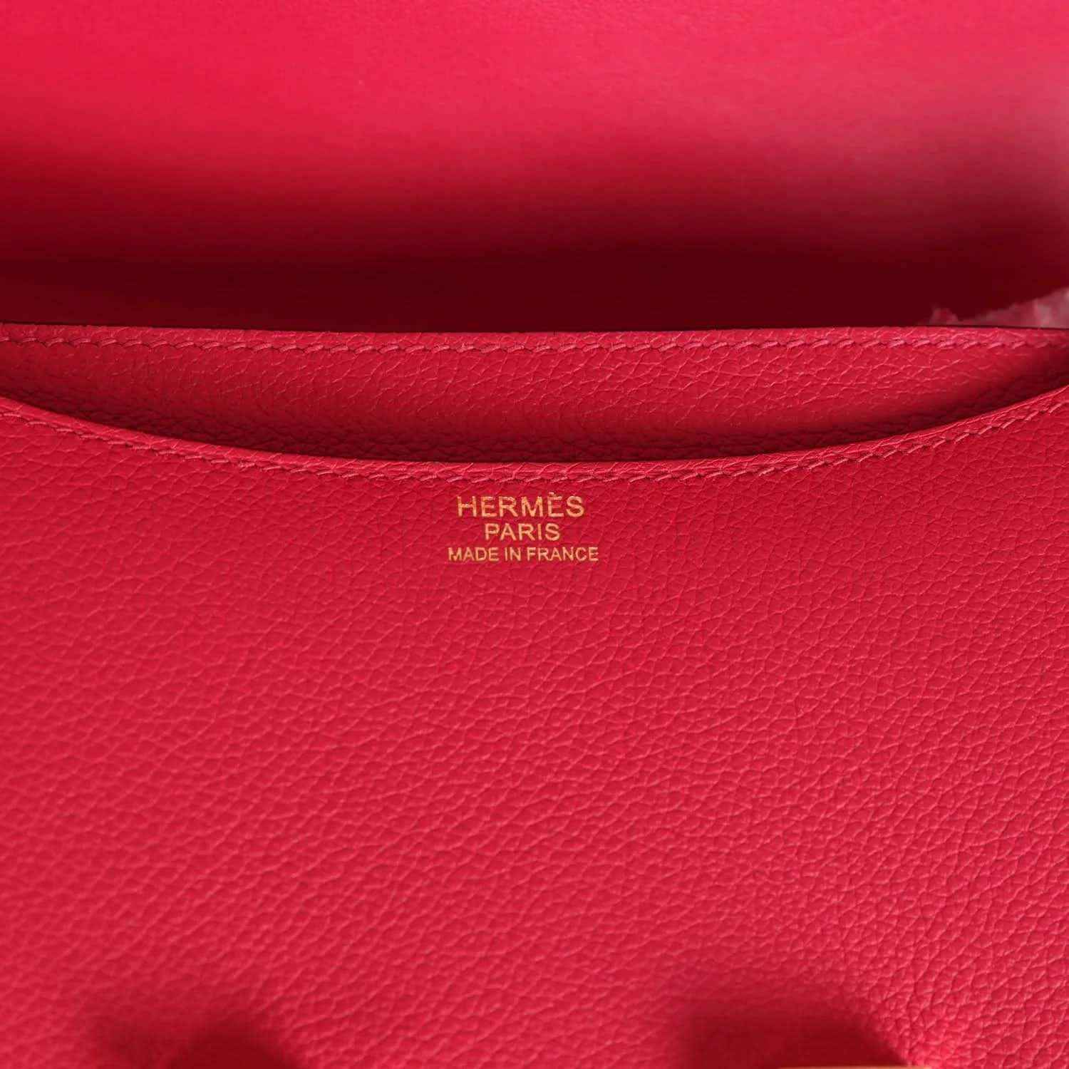 Red leather interior panel with Hermes Paris and Made in France stamp