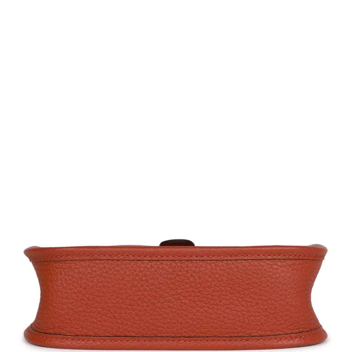 Hermes Evelyne TPM bag in dark copper textured leather, bottom band view