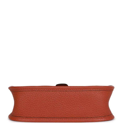 Hermes Evelyne TPM bag in dark copper textured leather, bottom band view