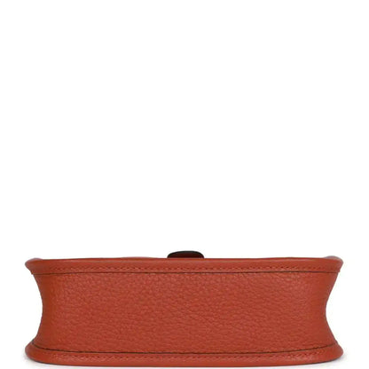 Hermes Evelyne TPM bag in dark copper textured leather, bottom band view