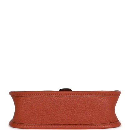 Hermes Evelyne TPM bag in dark copper textured leather, bottom band view