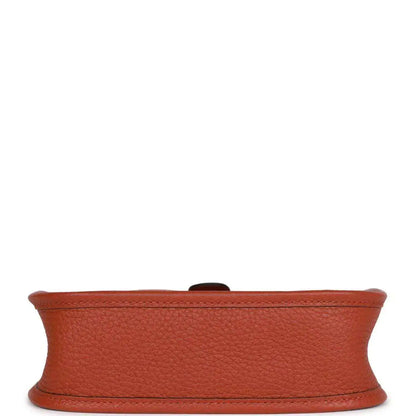 Hermes Evelyne TPM bag in dark copper textured leather, bottom band view