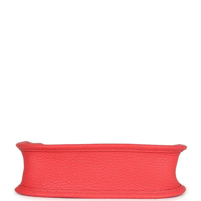 Red leather mini handbag base with smooth stitched edge.