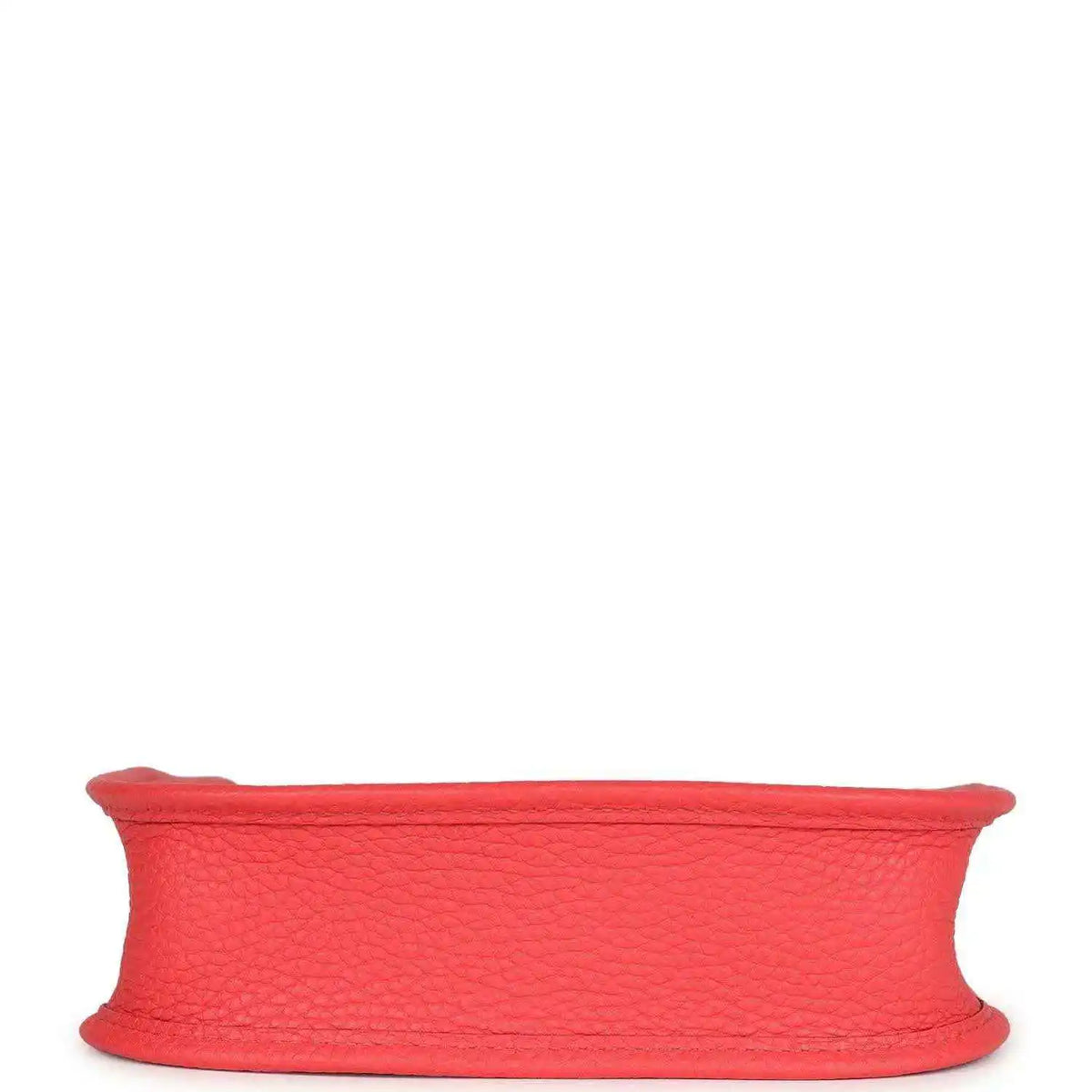 Red leather mini handbag base with smooth stitched edge.