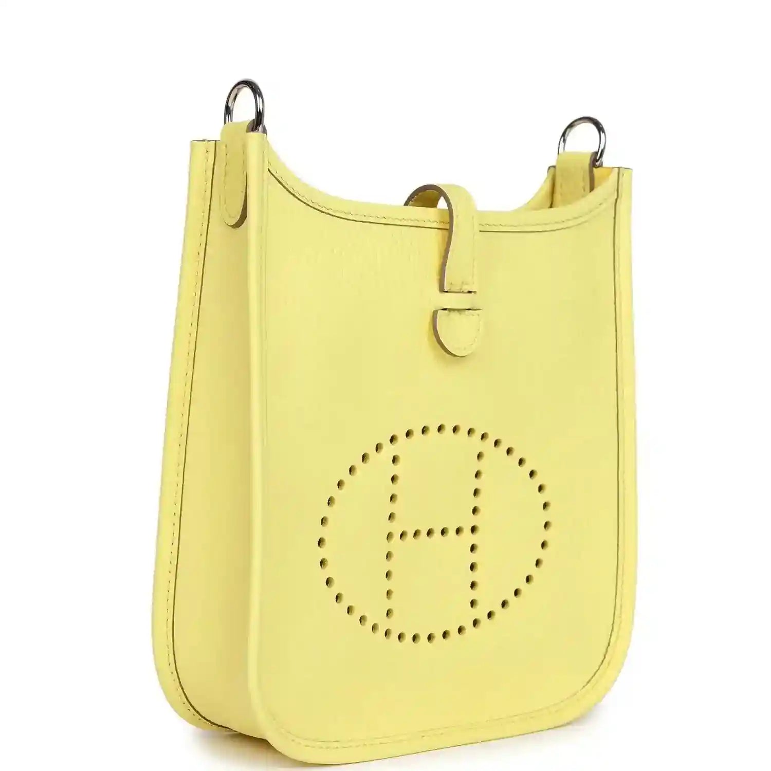 Lemon-yellow leather shoulder bag with back panel and front logo