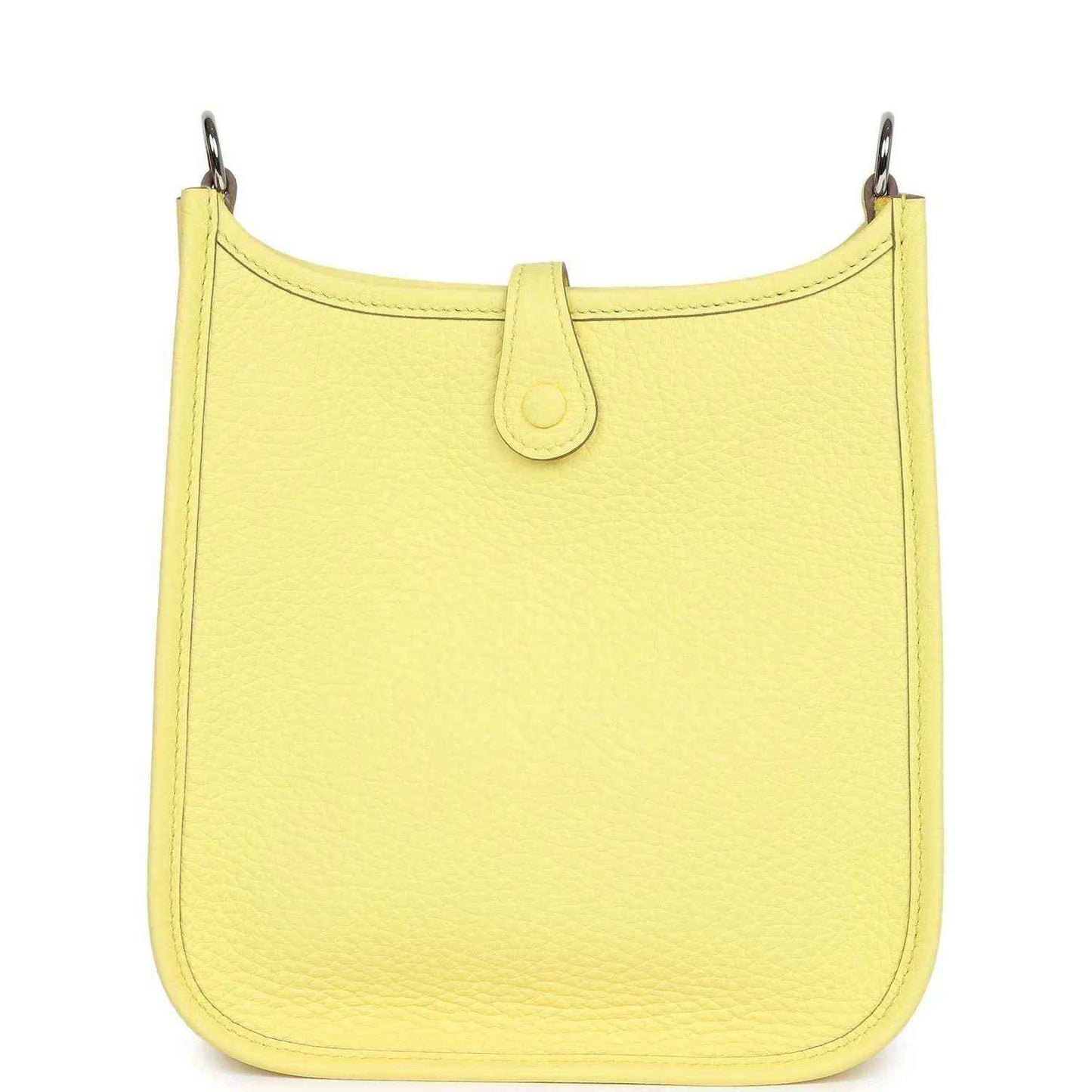 Lemon-yellow leather shoulder bag with top handle and smooth front