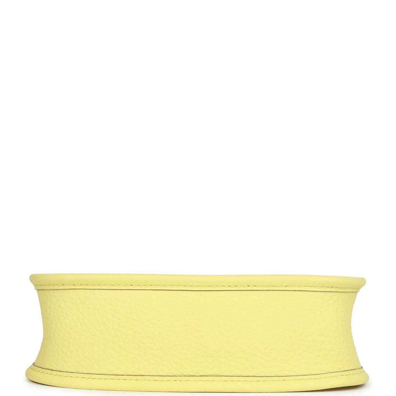 Lemon-yellow leather shoulder bag base with stitched edge