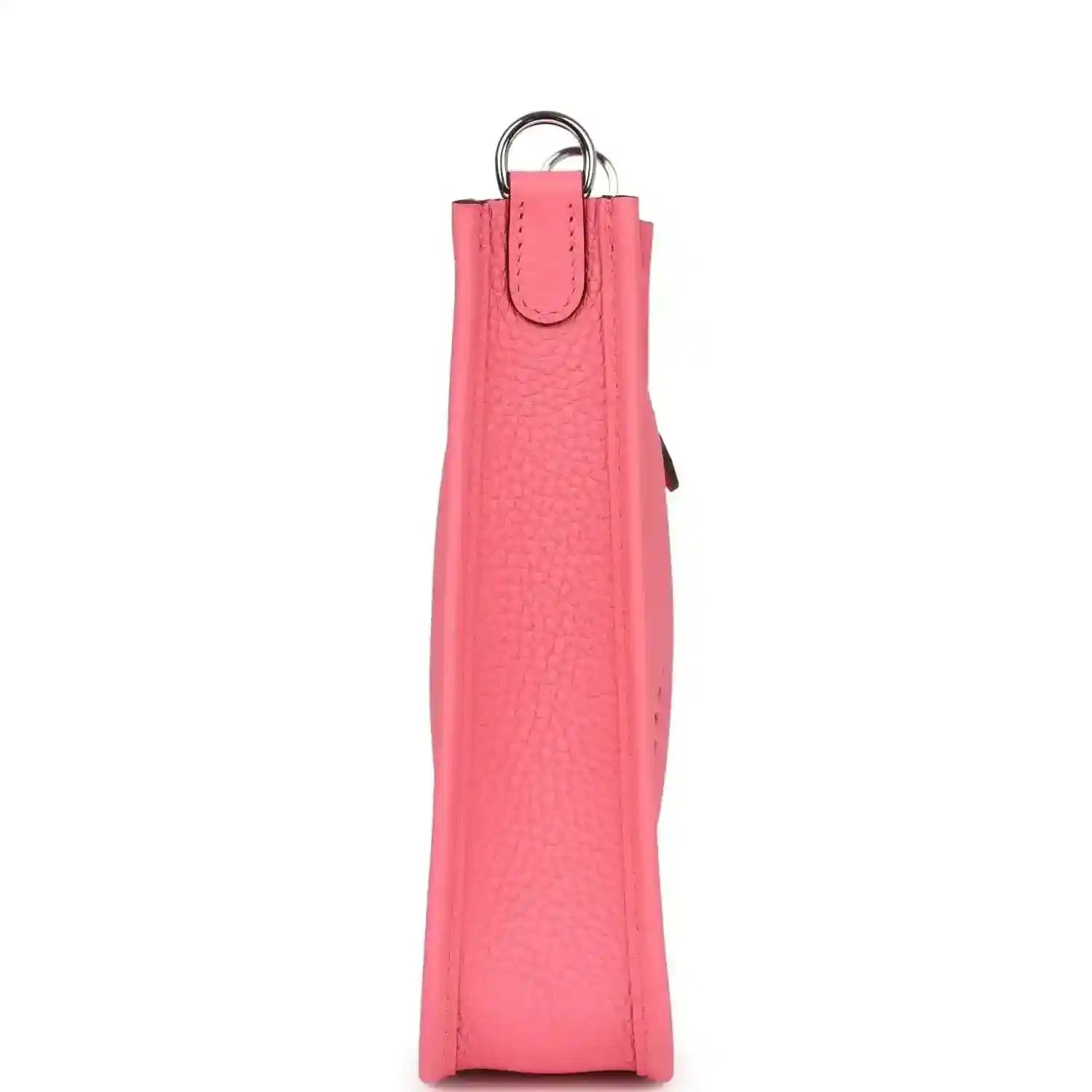 Pink leather Evelyne TPM crossbody bag, vertical back view with top handle