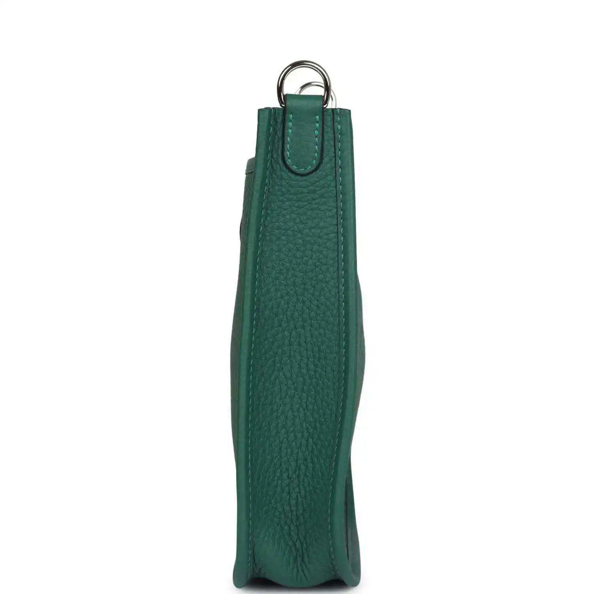 Green textured leather Evelyne TPM mini shoulder bag side view with top loop