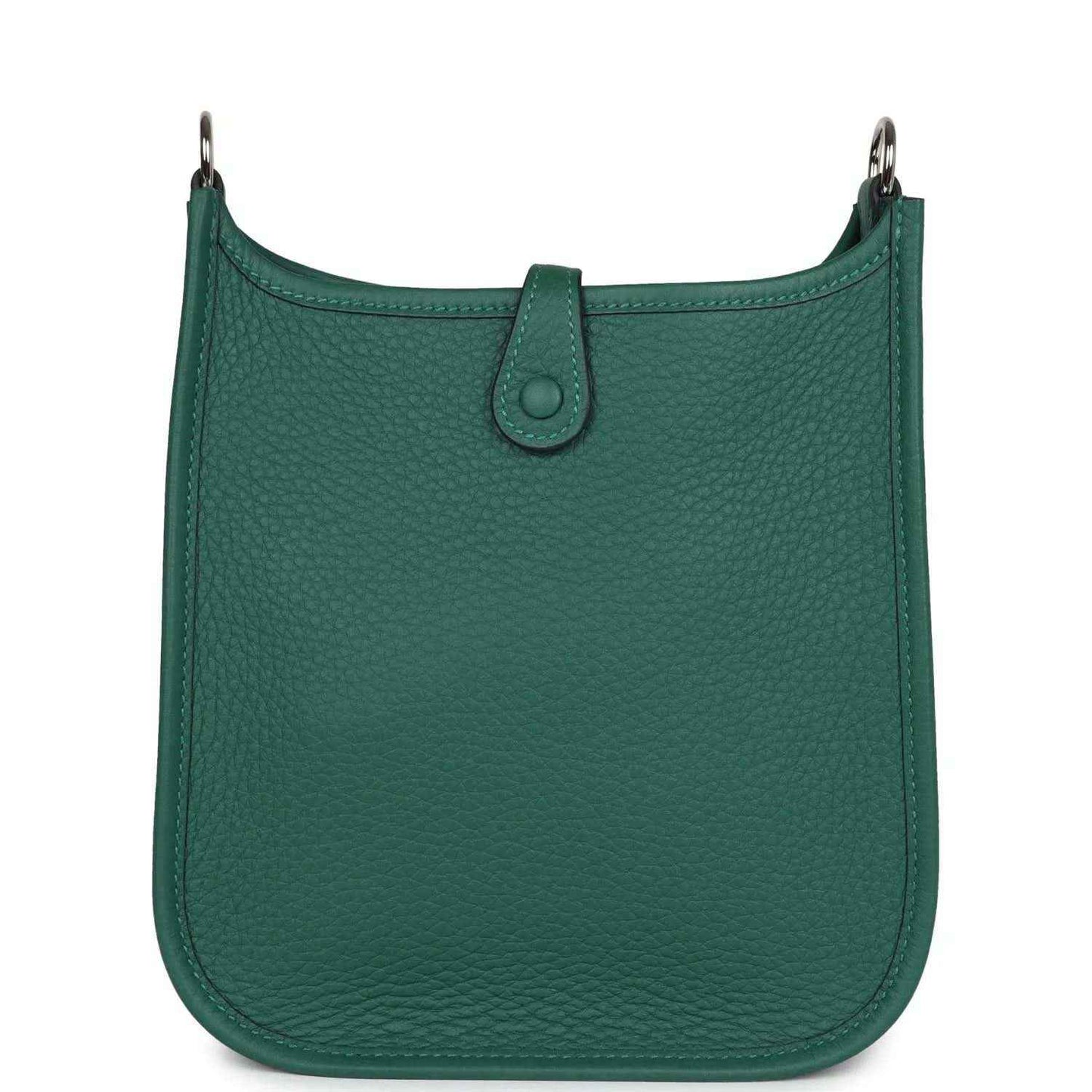 Green textured leather Evelyne TPM mini shoulder bag back view with top tab