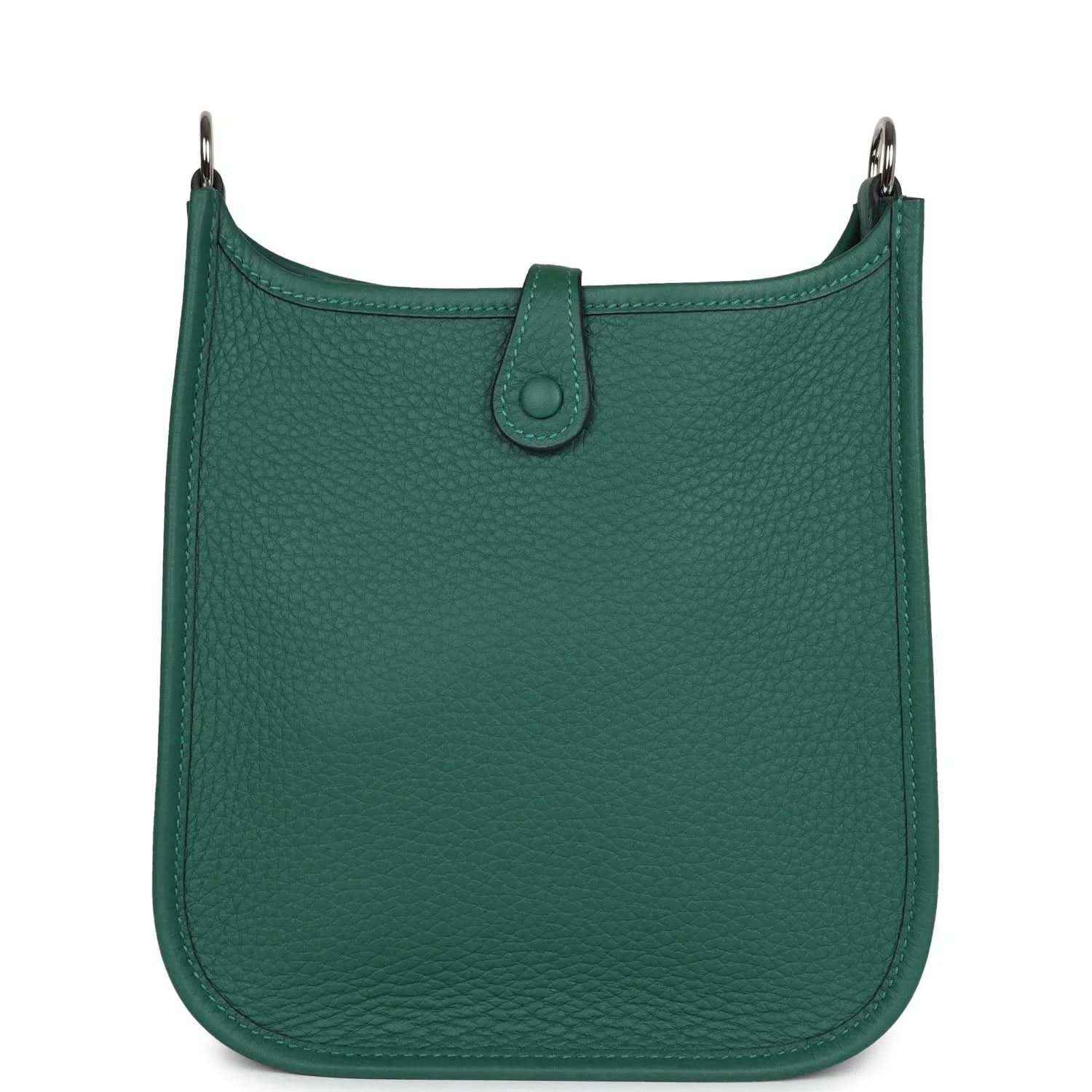 Green textured leather Evelyne TPM mini shoulder bag back view with top tab