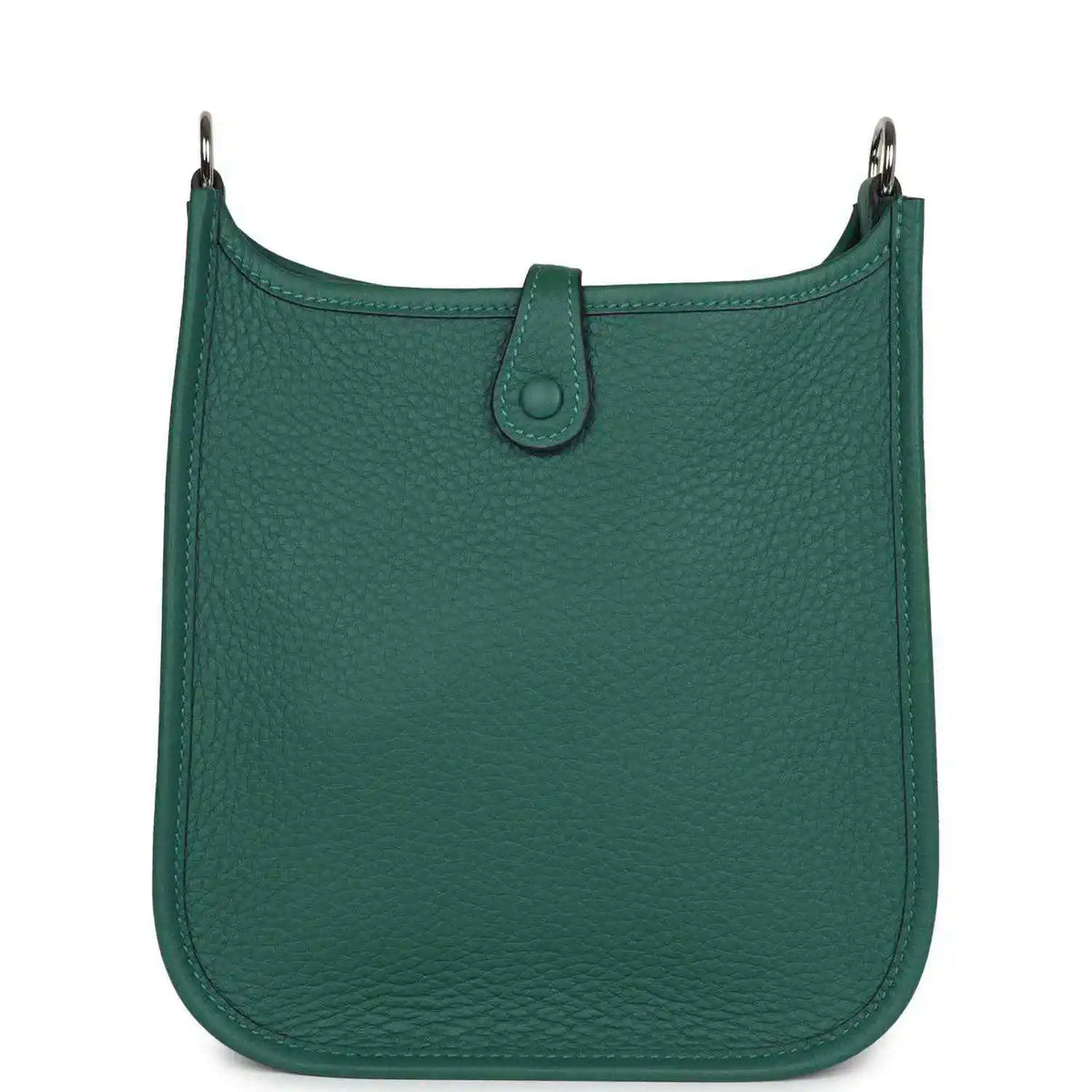 Green textured leather Evelyne TPM mini shoulder bag back view with top tab