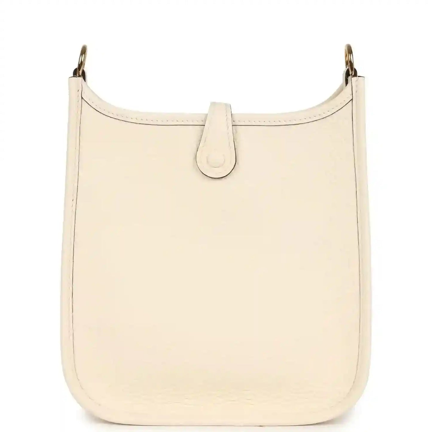 Light beige TPM bag with smooth front panel and gold-tone top rings