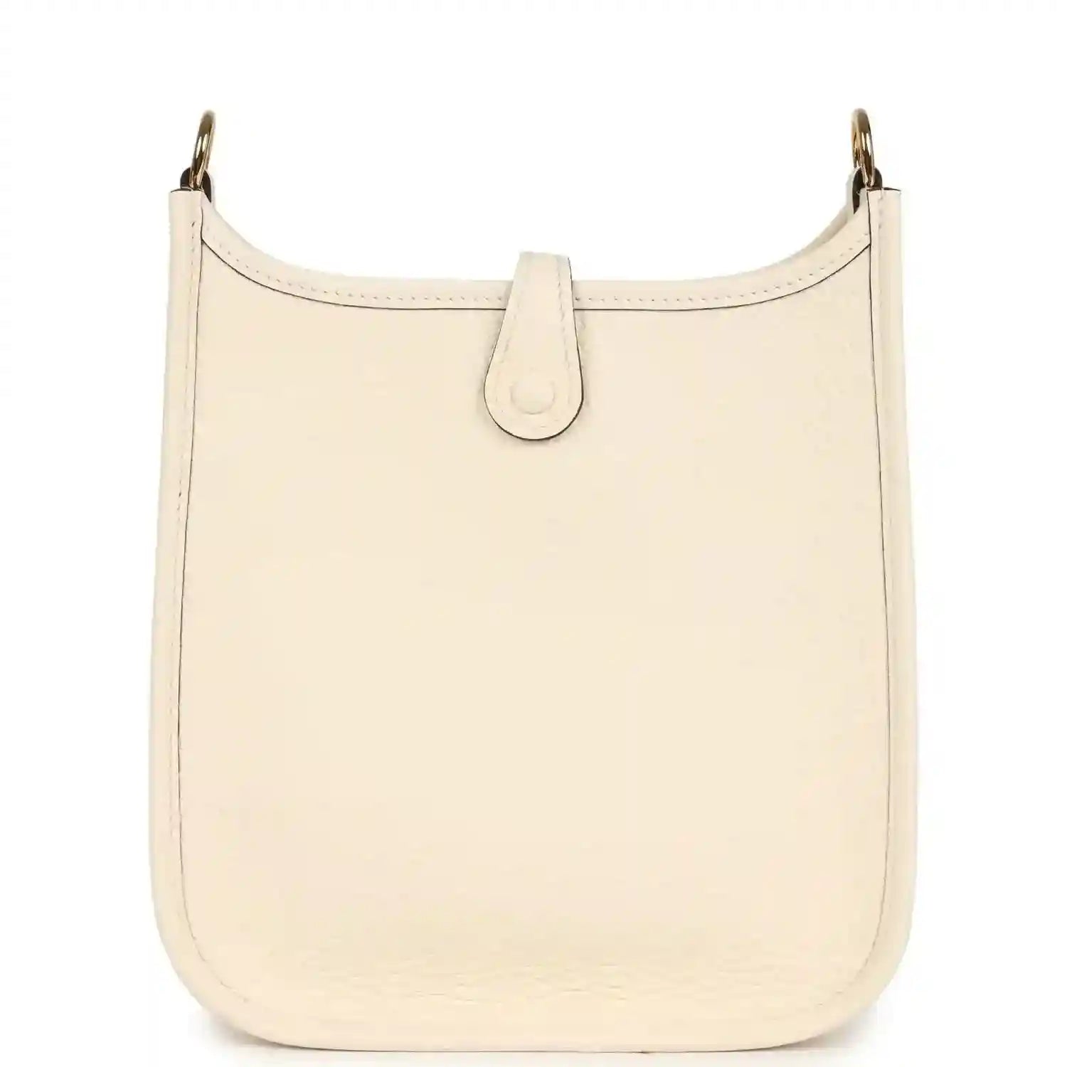 Light beige TPM bag with smooth front panel and gold-tone top rings